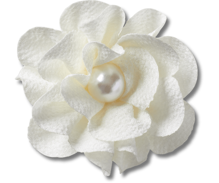  White Fabric Flower With Pearl - vue accessoire - Jibbitz