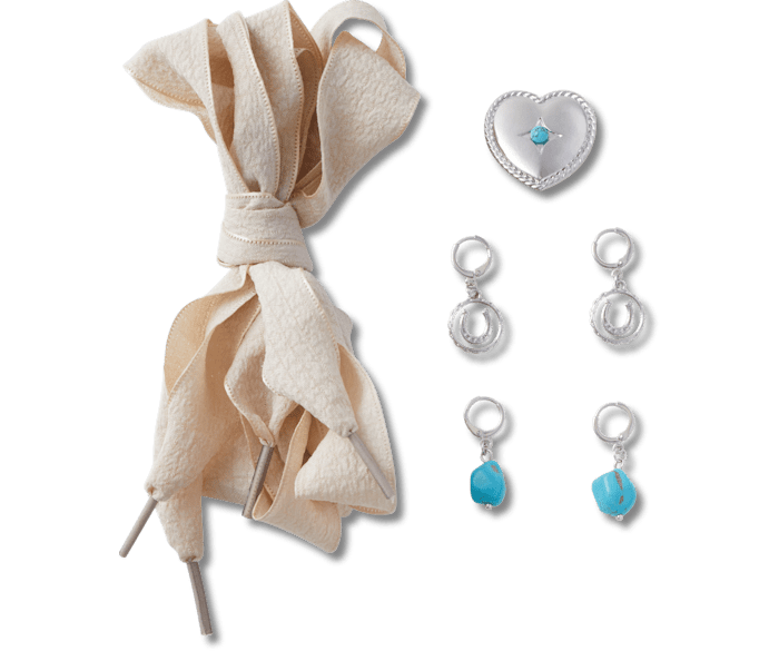  Laces and Silver Turquoise Charm Kit - charm view - Jibbitz