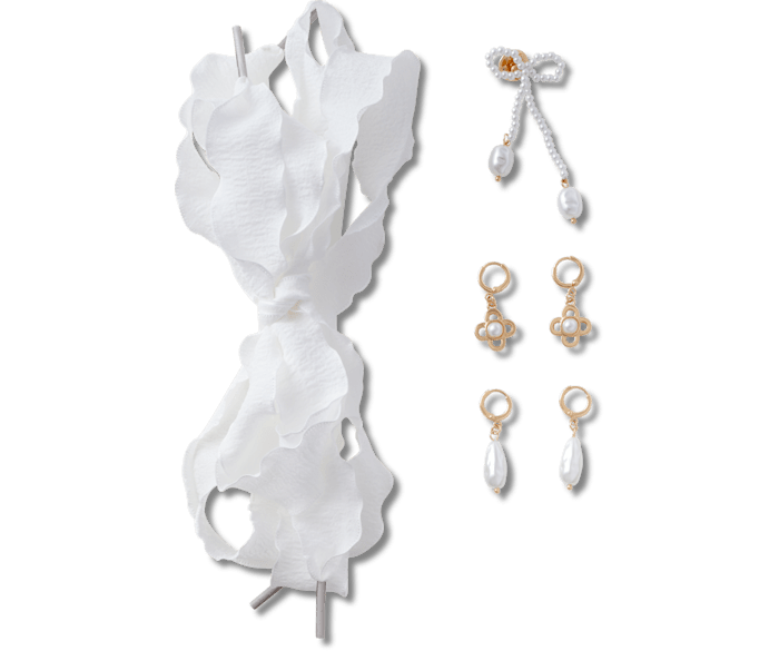  Laces and Pearl Bow Charm Kit - charm view - Jibbitz