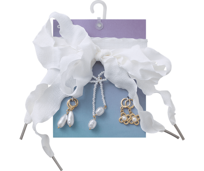  Laces and Pearl Bow Charm Kit - charms on shoes - Jibbitz
