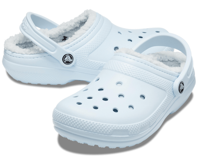 crocs light blue fur