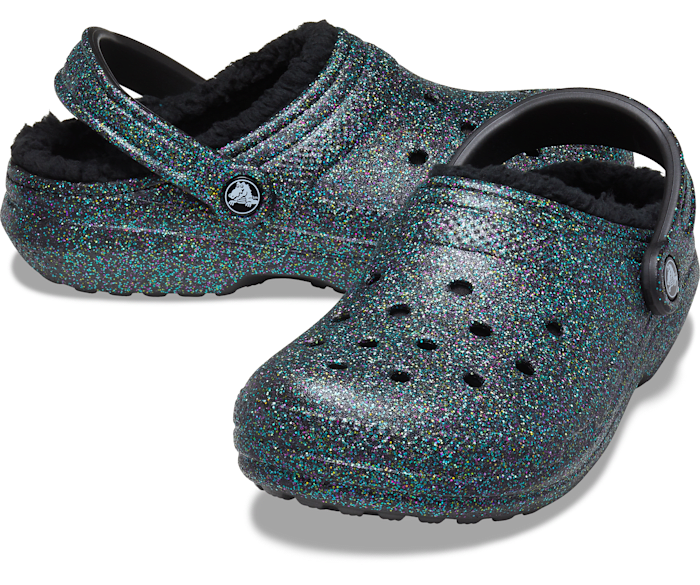 Sparkly crocs with fur