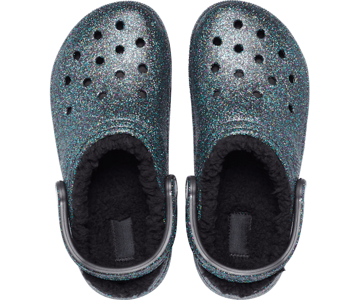 Sparkly crocs with fur
