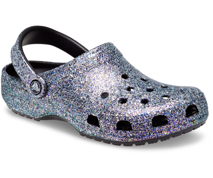 red sparkly crocs