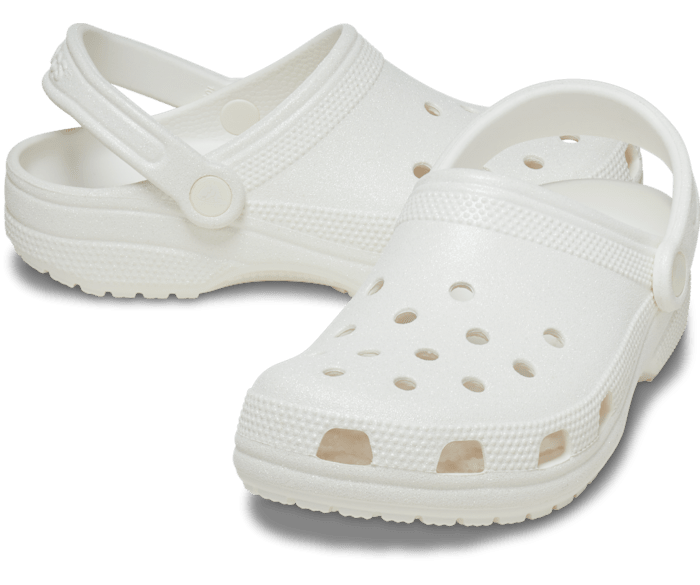 White Classic Glitter Clog - Pair - Crocs