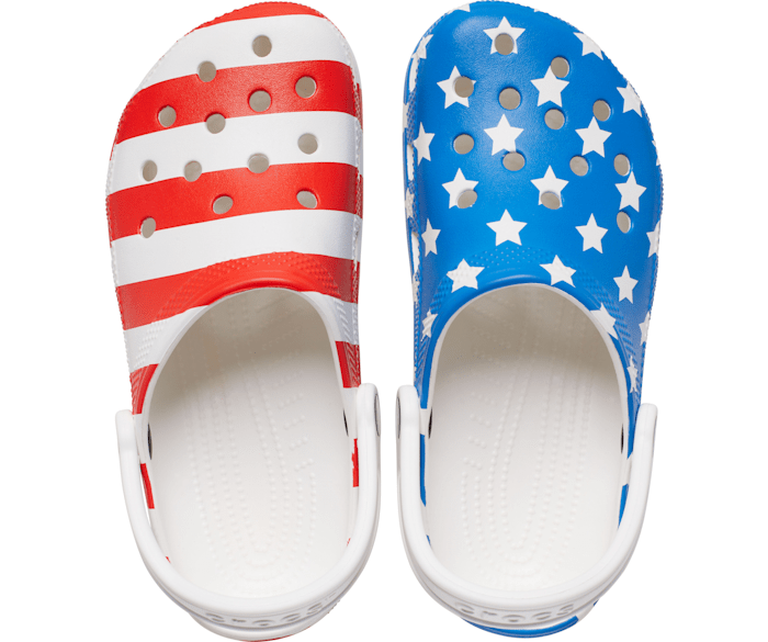 White/Multi 6 M US Big Kid Crocs Classic American Flag Clog 