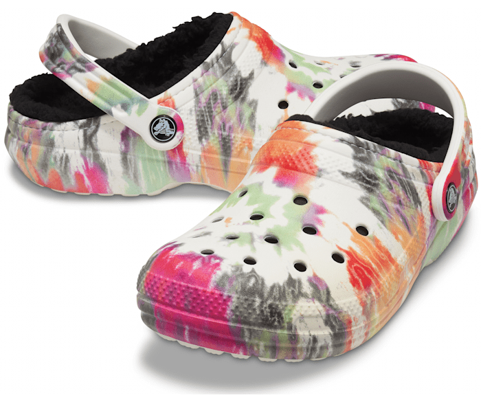 Tie dye crocs fur lined