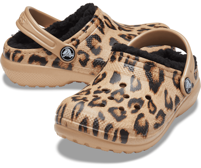 Lined cheetah crocs