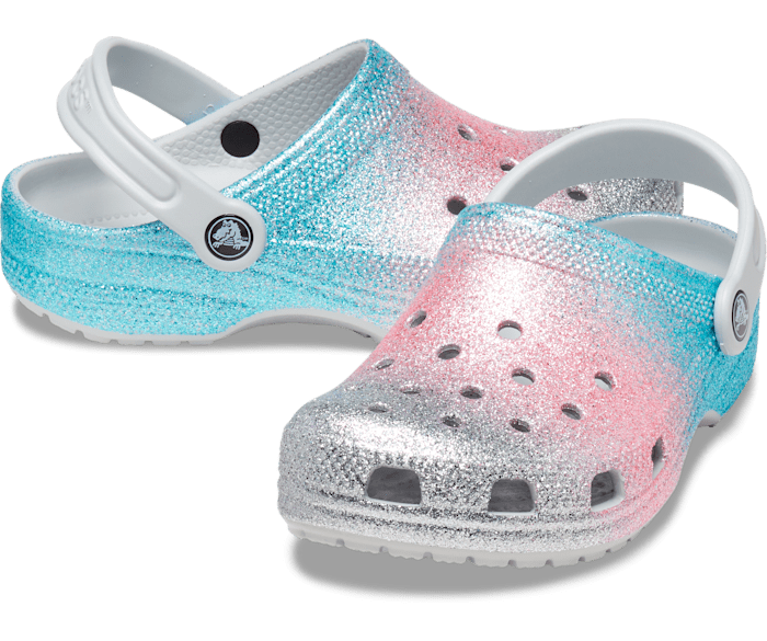 Crocs Kids Classic Glitter Clog Oyster 4 US Toddler Sparkly Slip On Shoe for Toddlers 