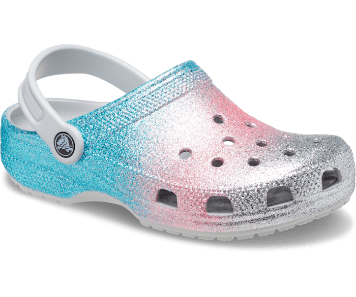 Pink sparkly crocs