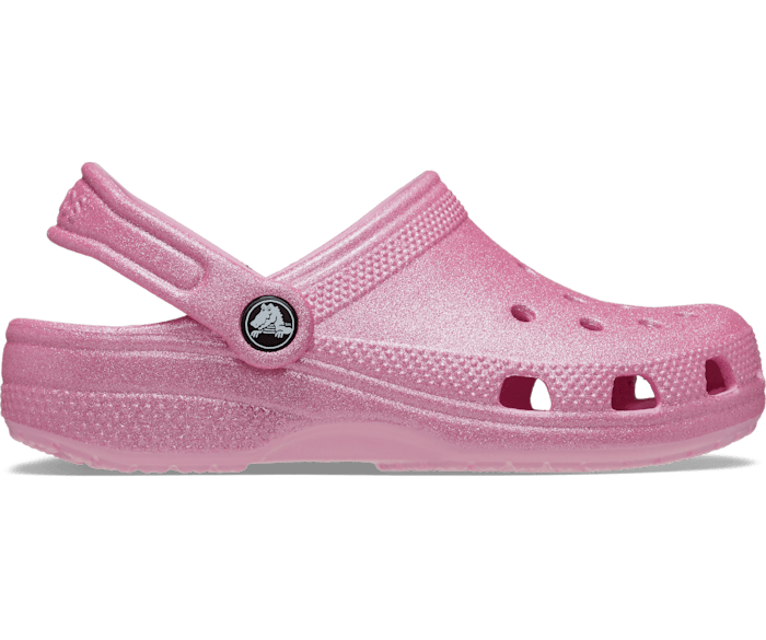 Pink Tweed Glitter Toddler Classic Glitter Clog - Side - Crocs
