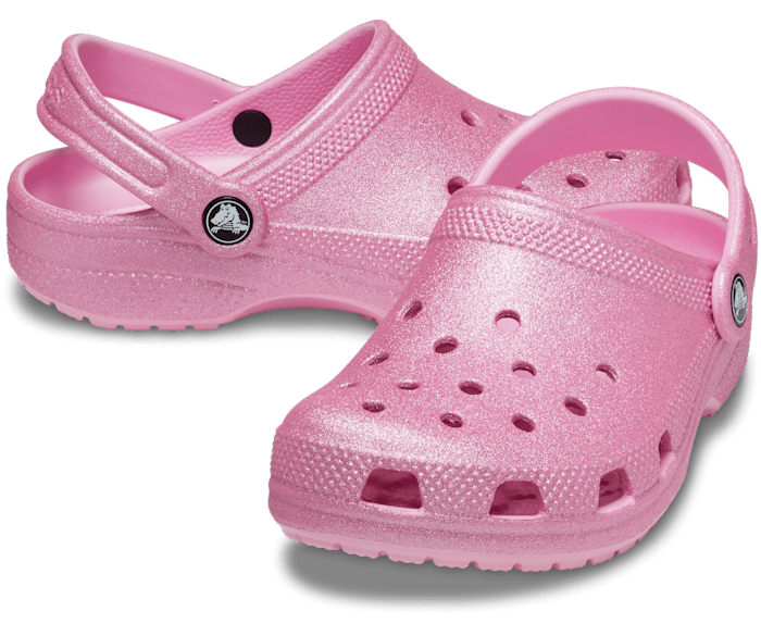Pink Tweed Glitter Toddler Classic Glitter Clog - Pair - Crocs