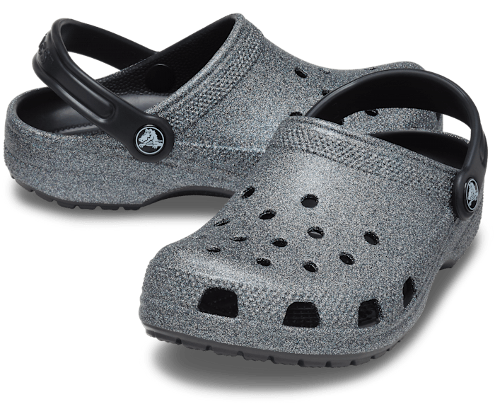 Kinder Sandalen Clog Crocs Classic Glitter Lined Clog K Silver 205937-00N 