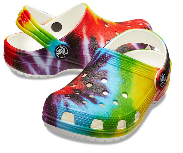 Bright tie dye crocs Clearance