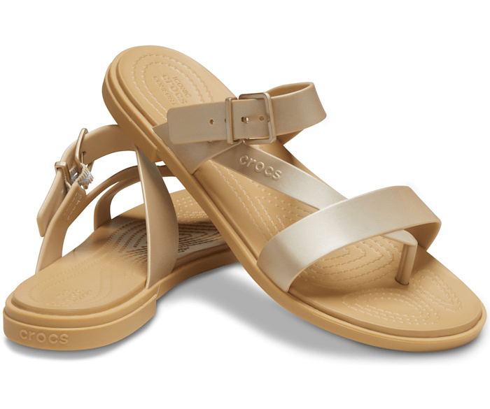 Women's Crocs Tulum Metallic Toe Post Sandal - Crocs