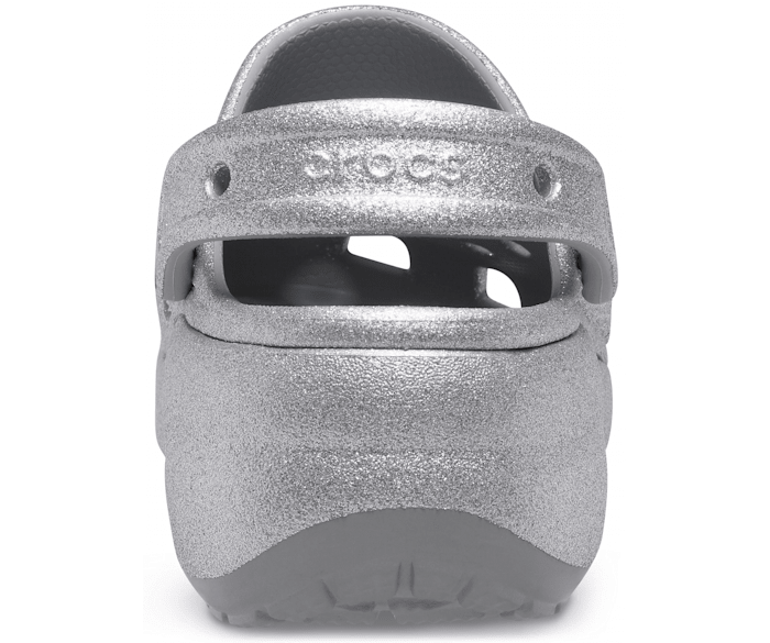 silver platform crocs