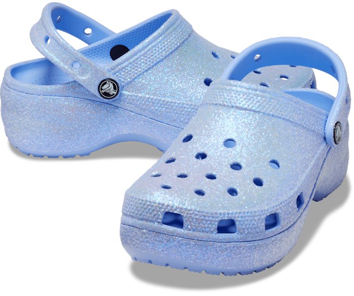 crocs platform glitter