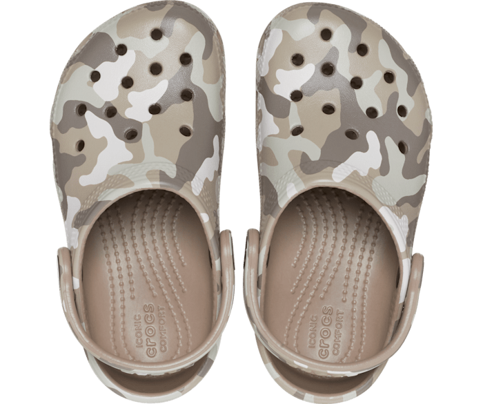 Crocs Kids’ Classic Camo Clog; Mushroom / Multi, J6