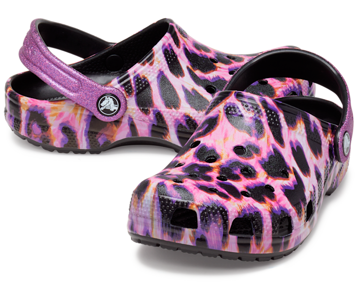 Kids cheetah print crocs