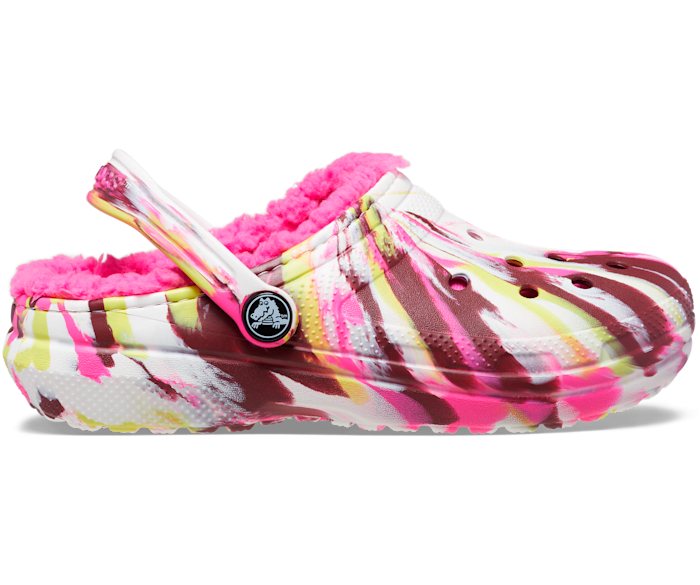 Crocs Kids Classic Lined Marbled Clog - Electric Pink