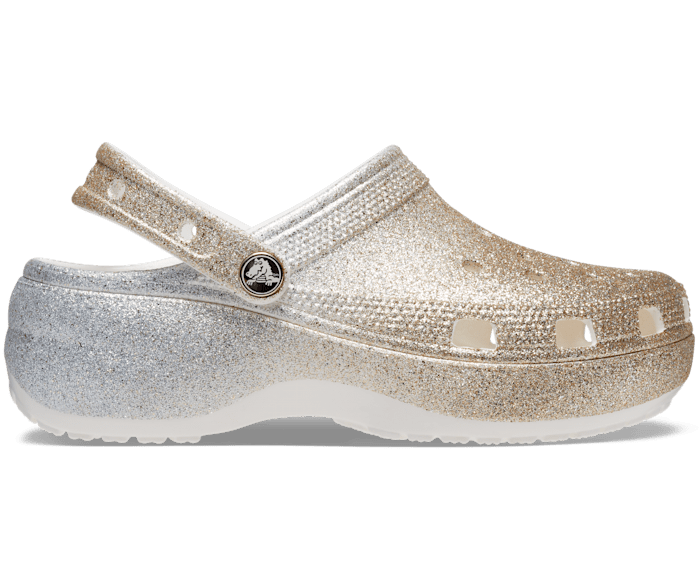 crocs platform glitter