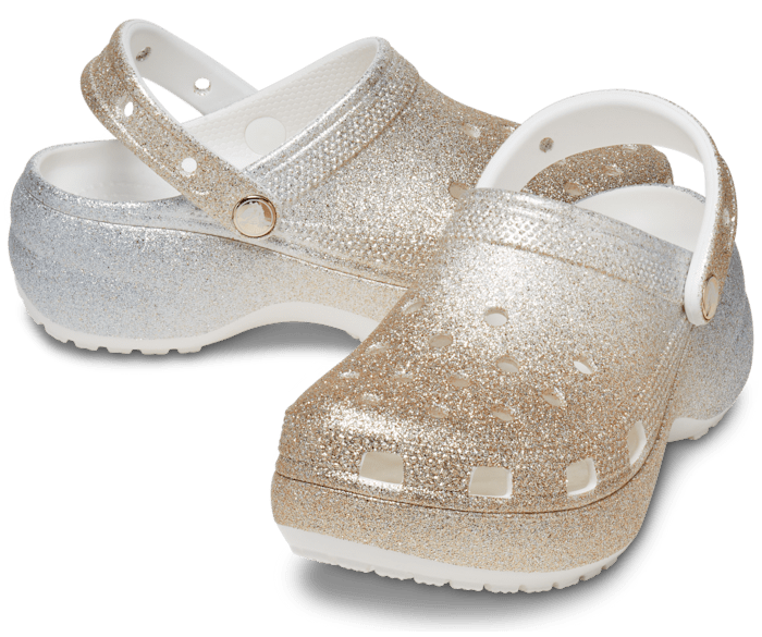 crocs platform glitter