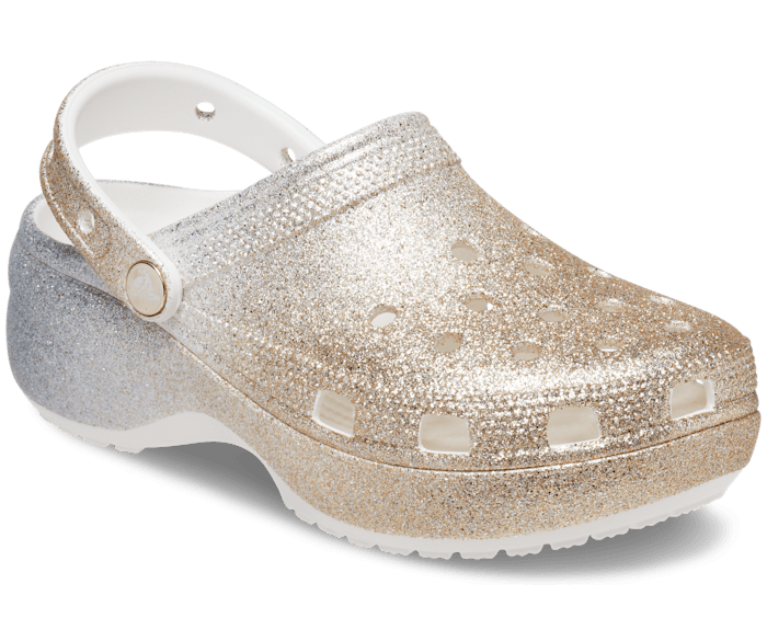 crocs platform glitter