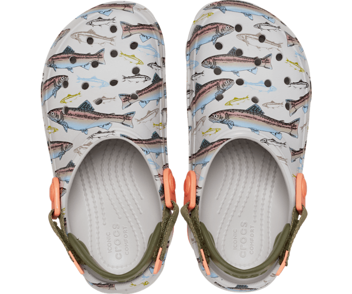 Crocs Kids' All-Terrain Trout Print Clog, White, C11