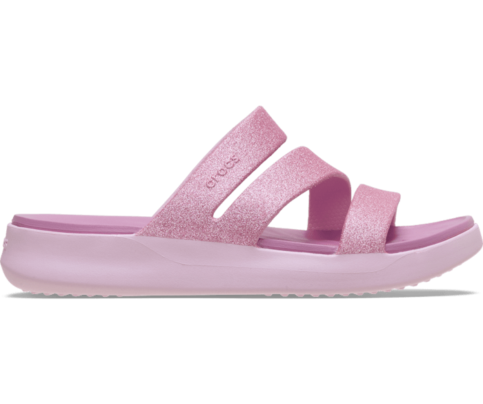 Pink Milk Getaway Glitter Strappy - Side - Crocs