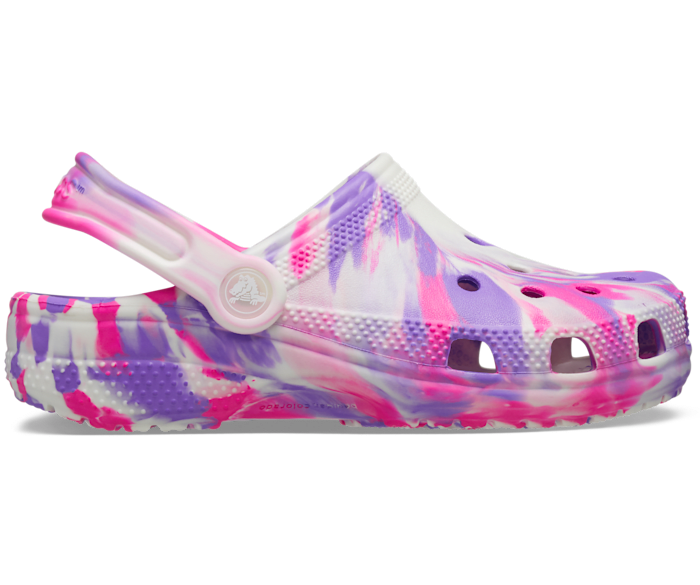 Pink Crush / Multi Kids' Classic Glow-in-the-Dark Marbled Clog - Side - Crocs