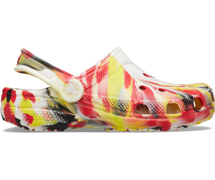 Varsity Red / Multi Kids' Classic Glow-in-the-Dark Marbled Clog - Side - Crocs