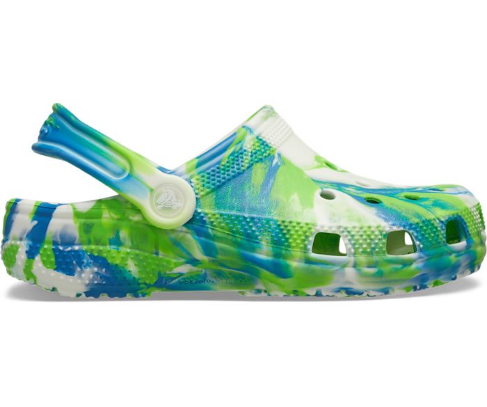 Prep Blue / Multi Toddler Classic Glow-in-the-Dark Marbled Clog - Side - Crocs
