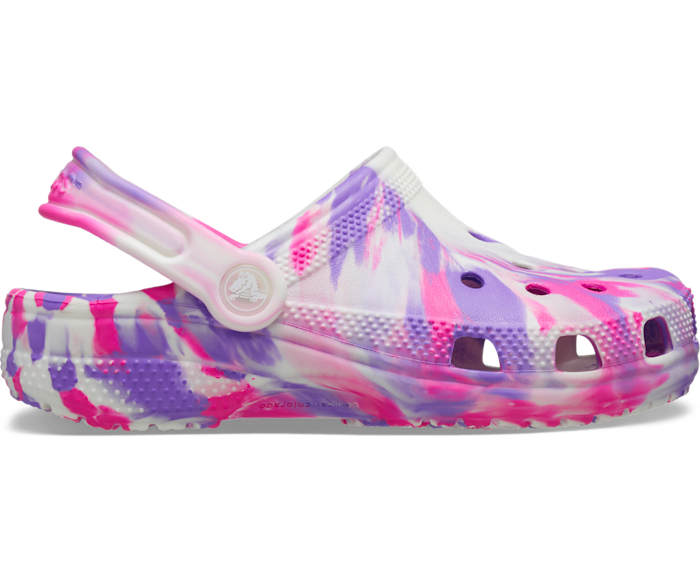 Pink Crush / Multi Toddler Classic Glow-in-the-Dark Marbled Clog - Side - Crocs