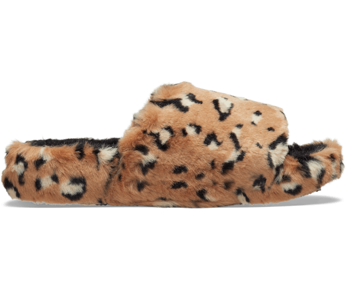 Leopard / Black Classic Leopard Fur Slide - Side - Crocs