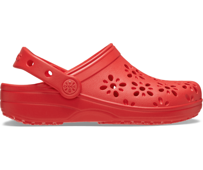 Cherry Red Kids' Classic Floral Cut-Out Clog - Side - Crocs