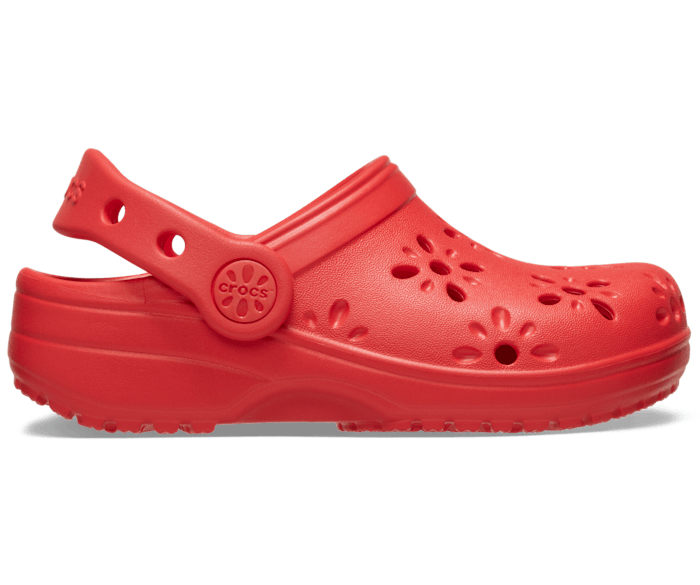 Cherry Red Toddler Classic Floral Cut-Out Clog - Side - Crocs