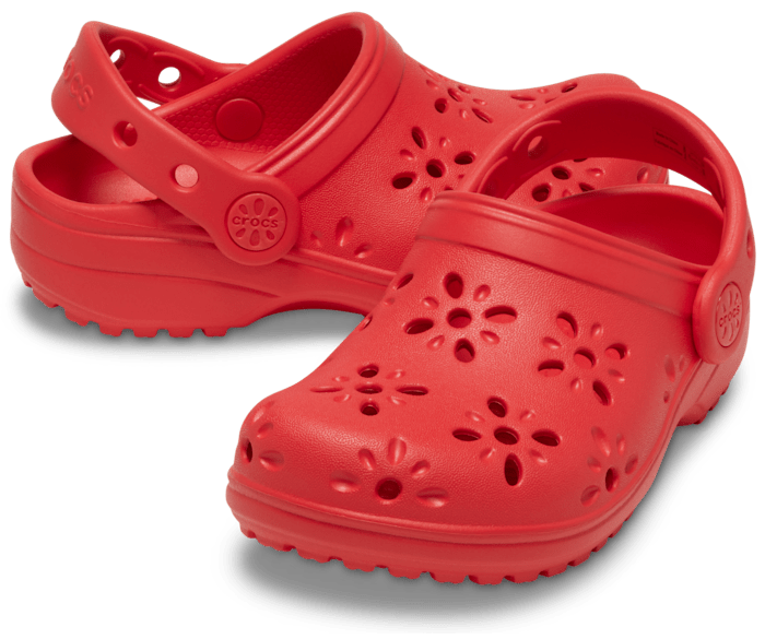 Cherry Red Toddler Classic Floral Cut-Out Clog - Pair - Crocs