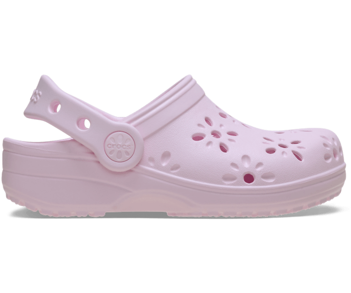 Pink Milk Toddler Classic Floral Cut-Out Clog - Side - Crocs