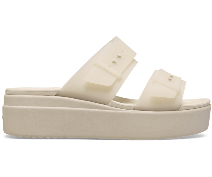 Sandstone Brooklyn Buckle Frosted Low Wedge - Side - Crocs