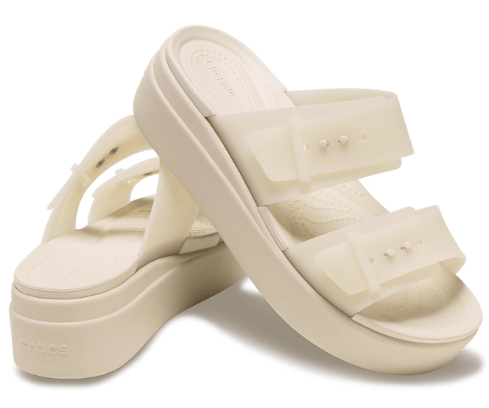 Sandstone Brooklyn Buckle Frosted Low Wedge - Pair - Crocs