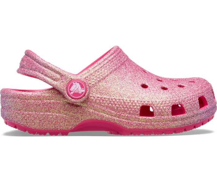 Dragon Fruit Kids’ Classic Iridescent Glitter Clog - Side - Crocs