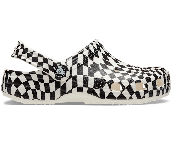 White / Black Kids’ Warped Checker Clog - Side - Crocs