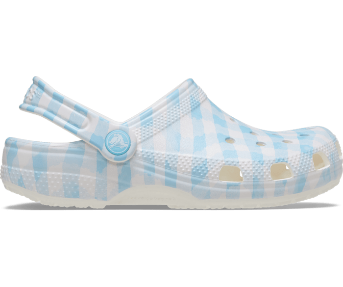White / Blue Classic Gingham Clog - Side - Crocs