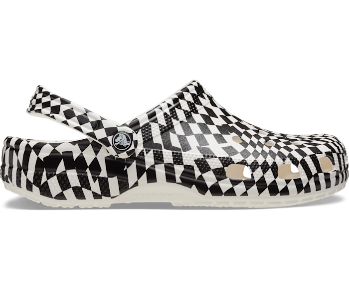 White / Black Warped Checker Clog - Side - Crocs