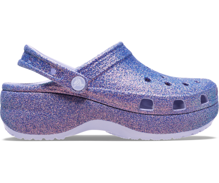 Purple Moon Classic Platform Iridescent Glitter Clog - Side - Crocs