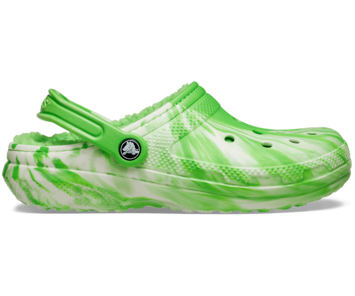 Green Slime Classic Lined Glow-in-the-Dark Marbled Clog - Side - Crocs