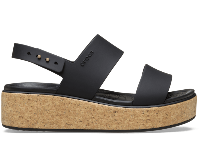 Black / Black Brooklyn Cork Low Wedge - Side - Crocs