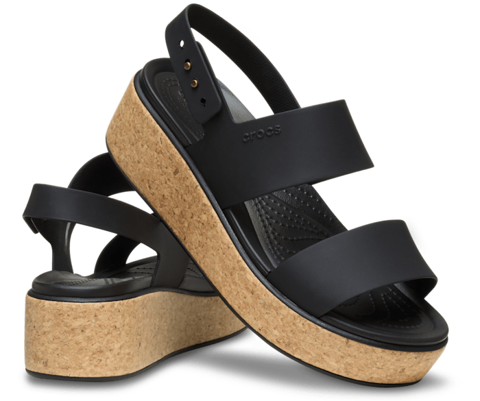 Black / Black Brooklyn Cork Low Wedge - Pair - Crocs