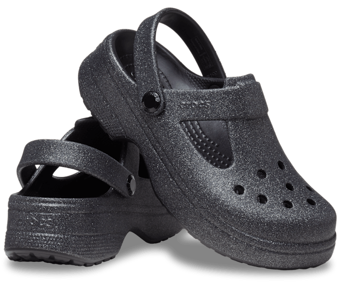 Black Toddler Classic Mary Jane Glitter Clog - Pair - Crocs