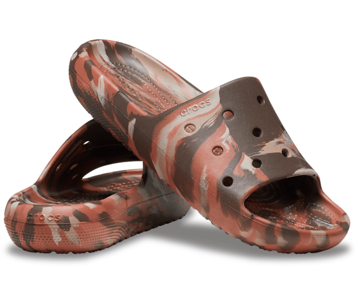 Coffee/Multi Classic Marbled Slide - Pair - Crocs